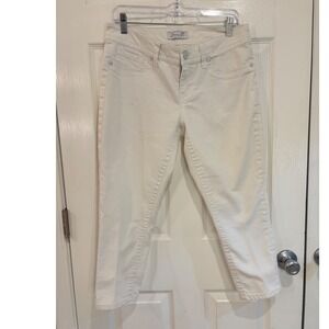 Seven‎ 7 Women's White Denim Capri Pants Embroidered Pockets Casual Style